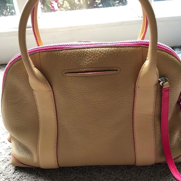 COACH Bleecker Preston Handbag Leather Camel/Pink - Picture 4 of 8